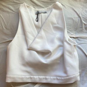 White Zara Drip Neck Top
